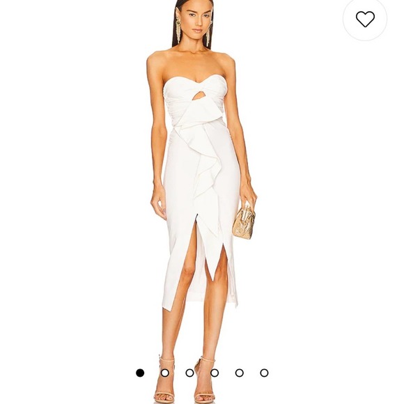 Michael Costello Dresses & Skirts - Michael Costello x Revolve Dorothea White Cut-out Ruffle Midi Bridal Dress XS